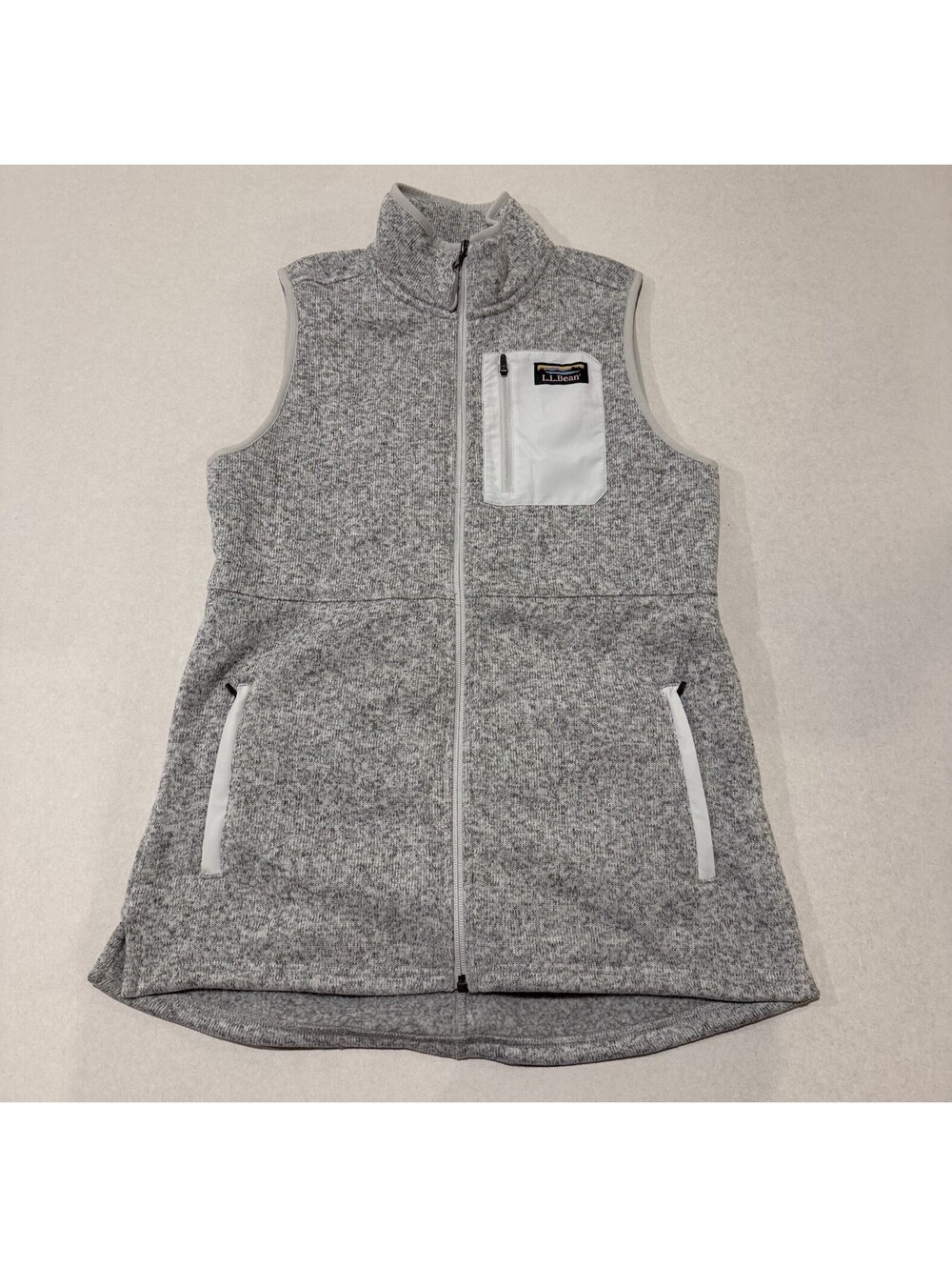 L.L.Bean Sweater Fleece Long Vest Pewter Gray Size Medium Women’s